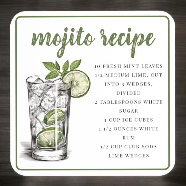 Dessous-de-verre Recette Mojito Bordure Verte (Créateur téléchargé)