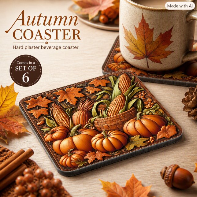 Dessous-de-verre  Récolte d'automne Accent de maison de saison de r (Créateur téléchargé)