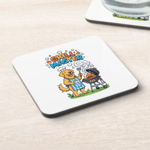 Dessous-de-verre Récupérateur doré drôle Maître Grill BBQ Graphique