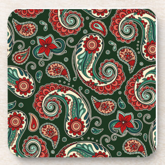Dessous-de-verre Red and Green Paisley Hard plastic coaster