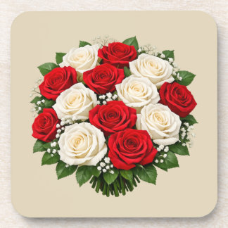 Dessous-de-verre Red and white roses