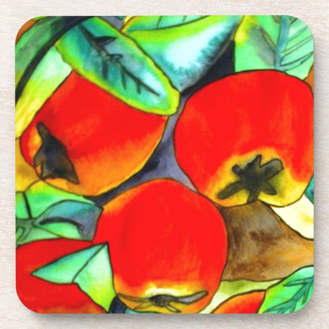 Dessous-de-verre Red Apples aquarelle art original (Devant)