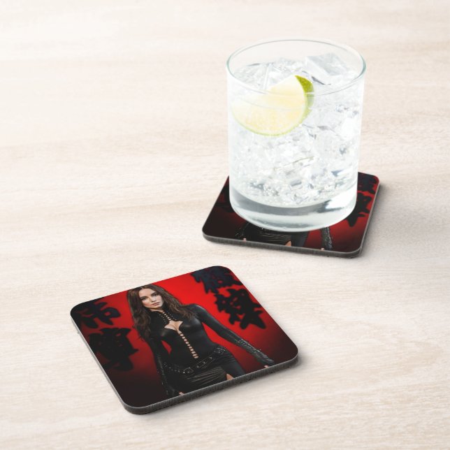 Dessous-de-verre Red Black hard plastic coasters (Côté Droit)