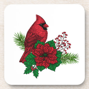 Dessous-de-verre Red Cardinals on Christmas decoration