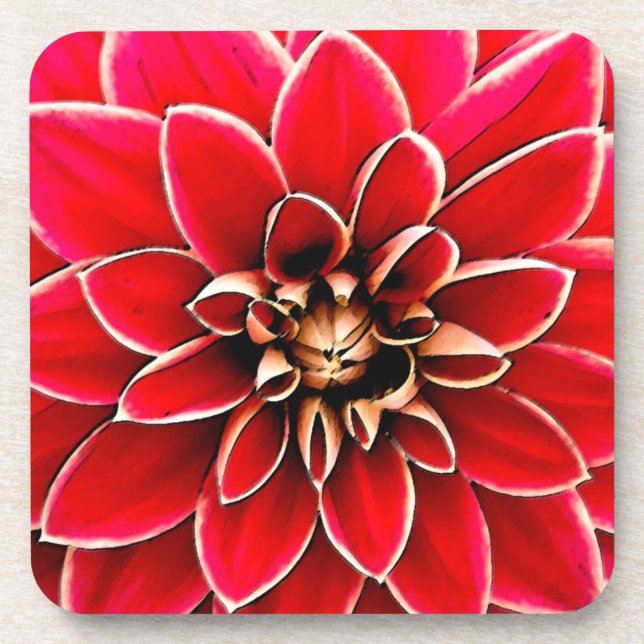 Dessous-de-verre Red Dahlia, art numérique (Devant)