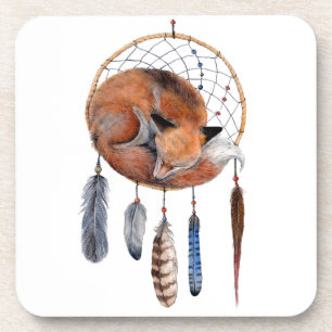 Dessous-de-verre Red Fox dormant sur Dreamcatcher