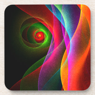 Dessous-de-verre Red Green Orange Modern Abstrait Art Motif #22