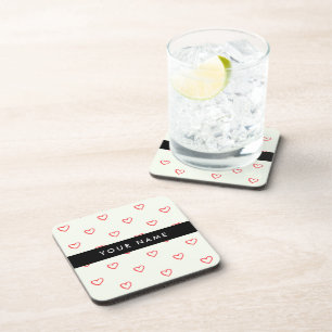Dessous-de-verre Red Hearts Motif, Amour, Votre Nom, Personnaliser