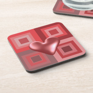 Dessous-de-verre Red Puffy Heart Design