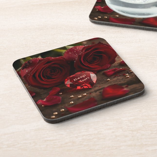 Dessous-de-verre Red Rose Romantic Valentine Aesthetic (Côté gauche)