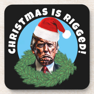 Dessous-de-verre Red Santa Hat Trump Riged Christmas