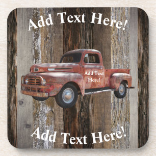 Dessous-de-verre Red Truck Barre Bois Vintage Bois rustique