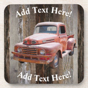 Dessous-de-verre Red Truck Barre Bois Vintage Bois rustique