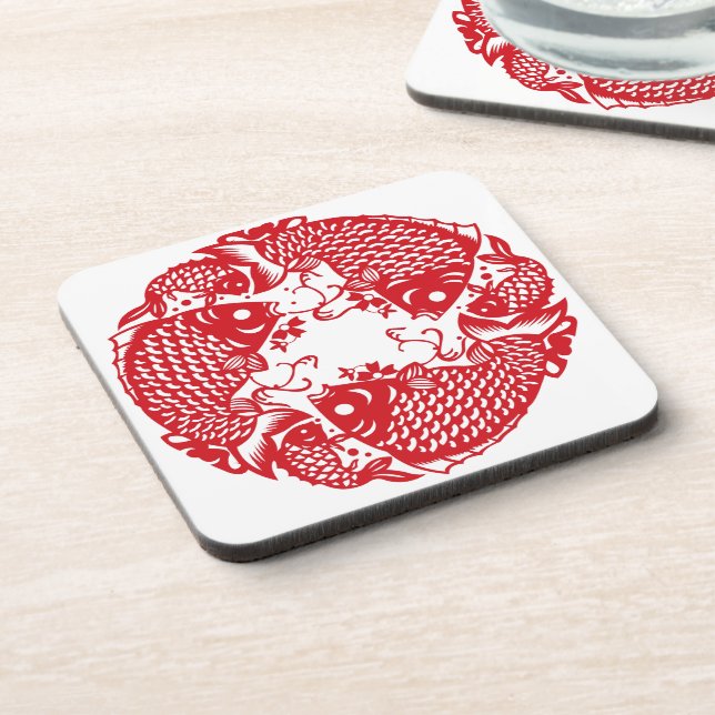 Dessous-de-verre Red Whirling Koi Carp Fish Group SqC (Côté gauche)