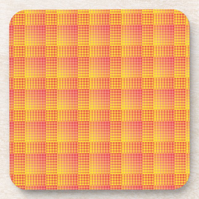 Dessous-de-verre Red Yellow Checker Abstract Pattern (Devant)