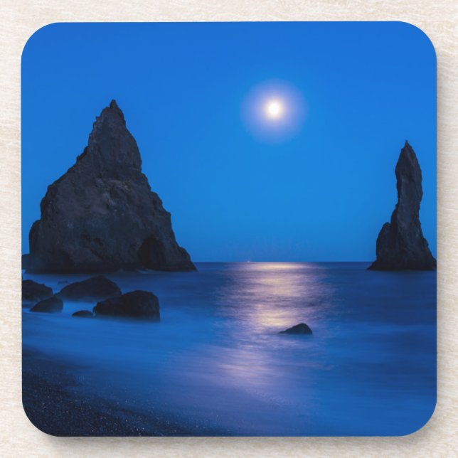 Dessous-de-verre Reflet du lever de lune | Islande, Reynisdrangur (Devant)