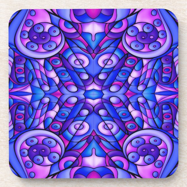 Dessous-de-verre Remous psychédéliques bleus et pourpres (Devant)
