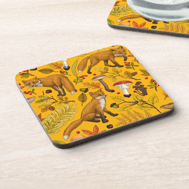 Dessous-de-verre Renard d'automne sur orange (Côté gauche)