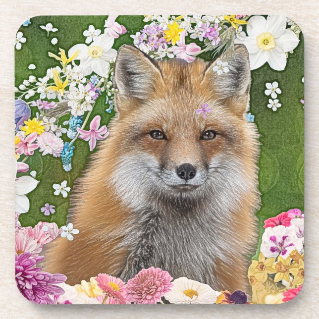 Dessous-de-verre Renard Fairytale dans le champ des fleurs (Devant)