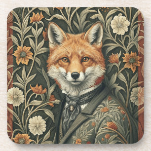 Dessous-de-verre Renard Gentleman en Tenue de Soirée Bois Vintage
