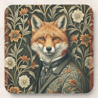 Dessous-de-verre Renard Gentleman en Tenue de Soirée Bois Vintage