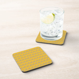 Dessous-de-verre Rennes de Noël Fond Jaune Moutarde - Set