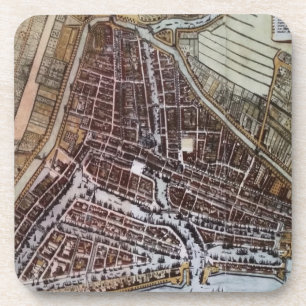 Dessous-de-verre Réplique carte de la ville de Rotterdam 1652