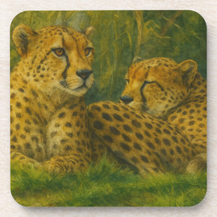Dessous-de-verre Repose de Cheetah Duo dans le cadre de la forêt