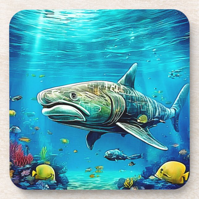 Dessous-de-verre Requin Prédateur Océanique Art (Devant)