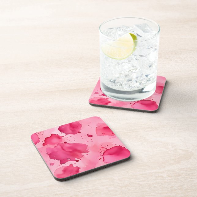 Dessous-de-verre Résumé Abstrait Rose sur Rose  (Côté Droit)