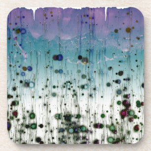 Dessous-de-verre Résumé Aqua Violet et Noir