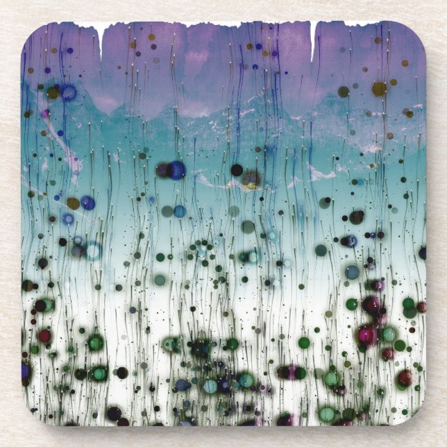 Dessous-de-verre Résumé Aqua Violet et Noir (Devant)