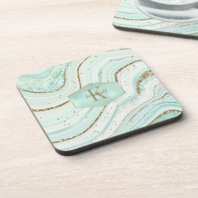 Dessous-de-verre Résumé Monogramme Agate Mint ID827 (Côté gauche)