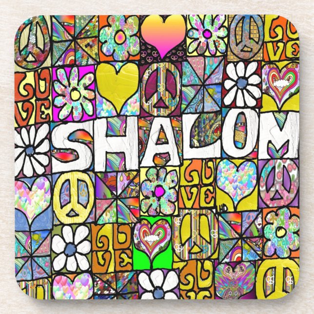 Dessous-de-verre Rétro 60s Psychédélique Shalom AMOUR (Devant)