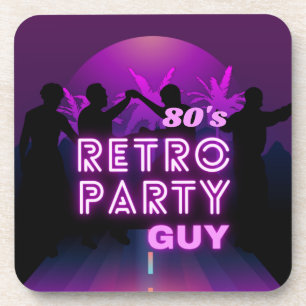 Dessous-de-verre Retro 80 s Disco Dance Party Neon Purple Funky