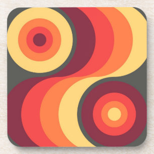 Dessous-de-verre Retro Abstrait Wavy Rainbow Carrés Abstrait Art