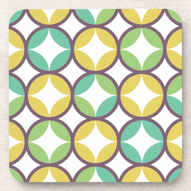 Dessous-de-verre Retro Diamond dans Circle Pattern Blue Green Gold (Devant)