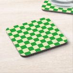 Dessous-de-verre Retro Green Off White Checks Checkerboard Pattern<br><div class="desc">Cool fresh checkered pattern design,  modern interior design decor for home,  living room,  nursery room,  kids room. Checkered colorful curtains,  rug,  phone case. Checkered 70s and 60s trend design idea. Green and muted white checkers</div>