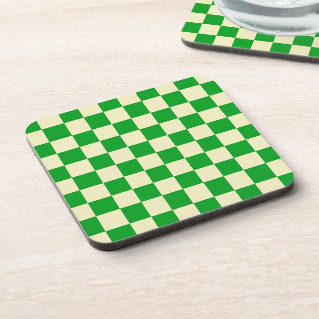 Dessous-de-verre Retro Green Off White Checks Checkerboard Pattern (Côté gauche)