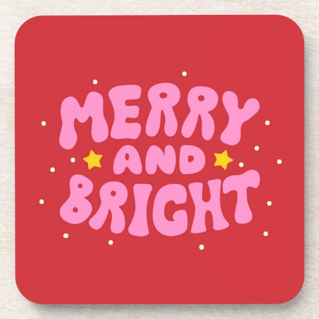 Dessous-de-verre Retro Merry et Bright Holiday Design (Devant)