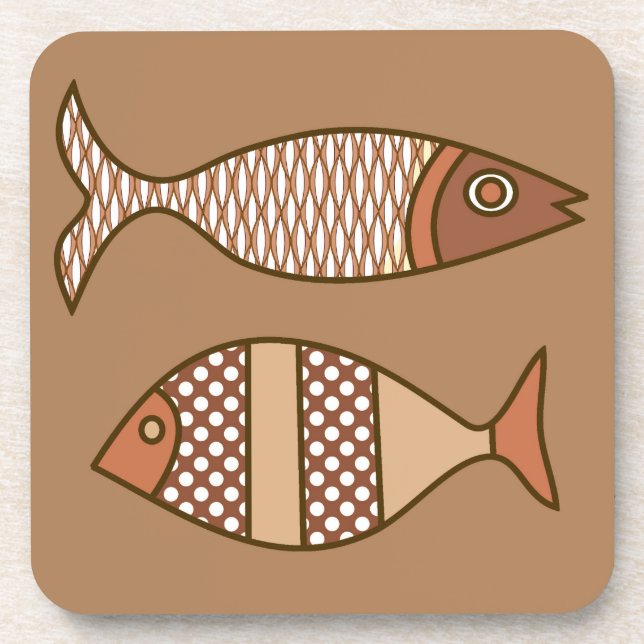 Dessous-de-verre Retro Modern Fish, Tan, Beige and Light Brown (Devant)