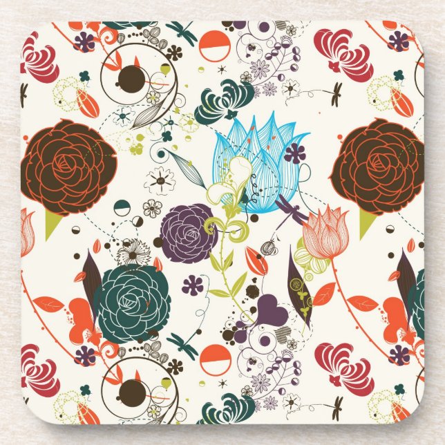 Dessous-de-verre Rétro motif floral 2 (Devant)