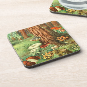 Dessous-de-verre Retro Mushroom Forest Woodland Coaster Set