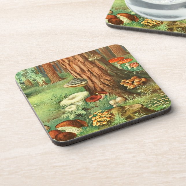 Dessous-de-verre Retro Mushroom Forest Woodland Coaster Set (Côté gauche)