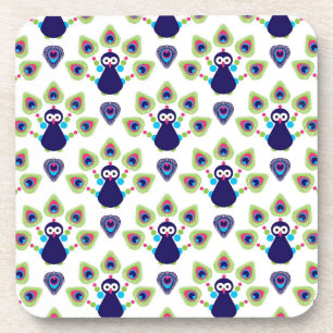 Dessous-de-verre rétro paon exotique de l'Inde