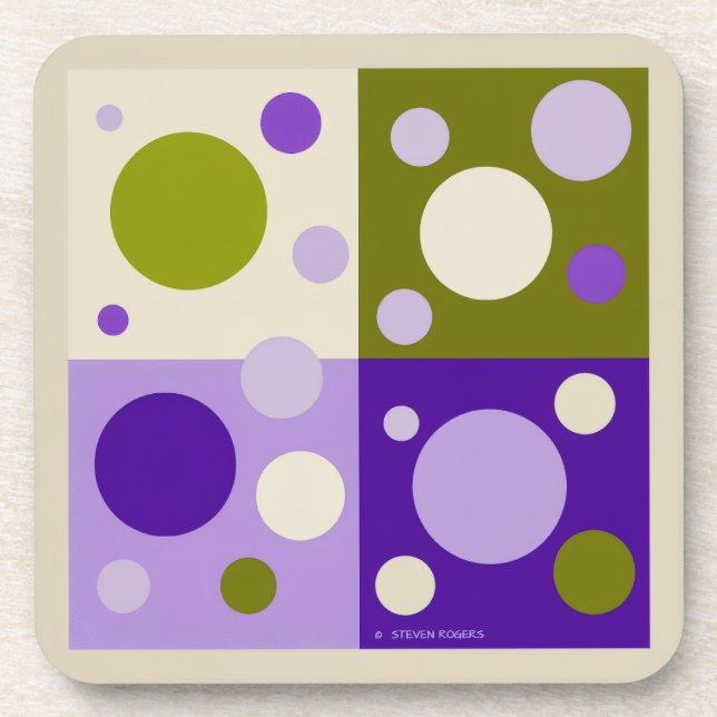 DESSOUS DE VERRE RETRO POP CERCLES (6). (Devant)