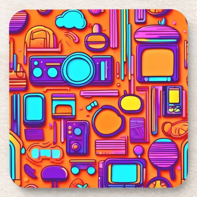 Dessous-de-verre Retro Tech Pop : Nostalgic Gadget Collage (Devant)