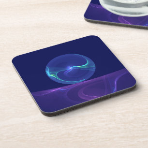 Dessous-de-verre Rêve bleu violet lumineux Art fractal abstrait