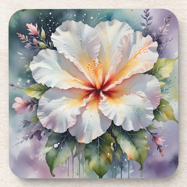 dessous de verre rêve hibiscus blanc (Devant)