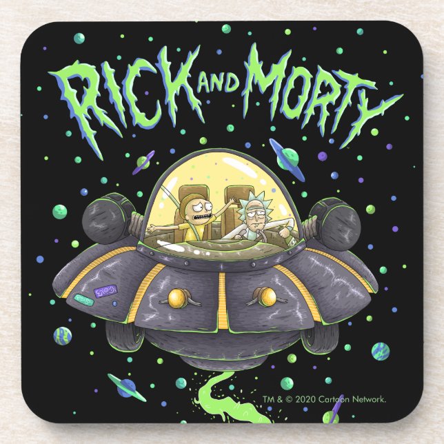 Dessous-de-verre RICK ET MORTY™ | Graphique de vol spatial illustré (Devant)
